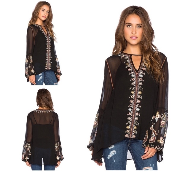 Love Sam (Revolve) Paisley Embroidered Long Sleeve Top szS - Picture 13 of 13